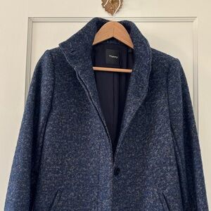 Theory size P Midnight Blue Wool Overcoat